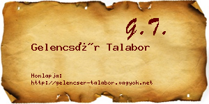 Gelencsér Talabor névjegykártya